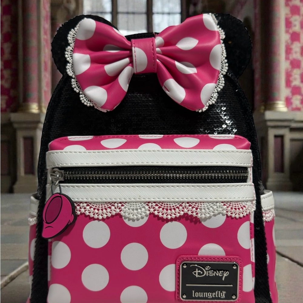 NWT Loungefly Disney Minnie Mouse Sequin Bow Mini Backpack RARE EXCLUSIVE